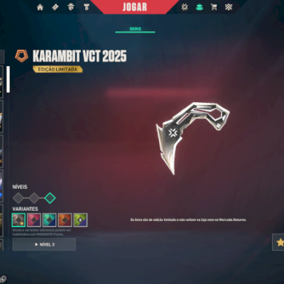 Valorant, conta com bundle champions 2025 e skins raras.