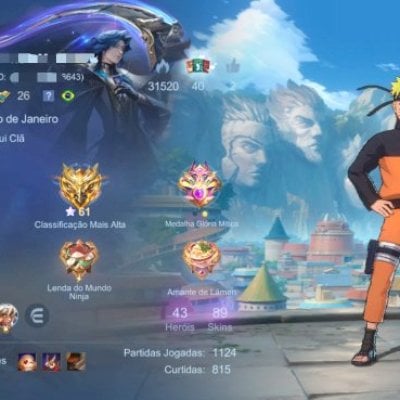 CONTA MOBILE LEGENDS 89 SKINS + NARUTO