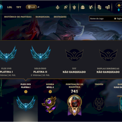 Conta Platina 2 Todos os champs (Esmeralda season passada) + TFT + Valorant
