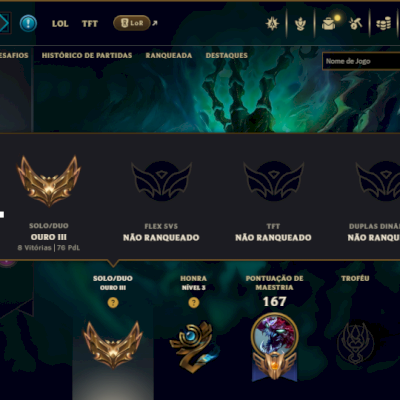 Ouro 3 com 85 Champs e 19 Skins