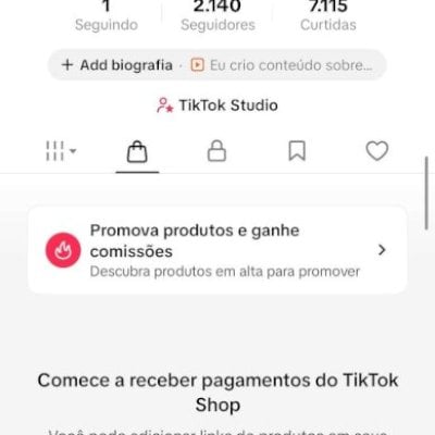 CONTA DO TIKTOK COM SHOP ATIVO +2,1K SEGUIDORES (ENGAJAMENTO REAL)