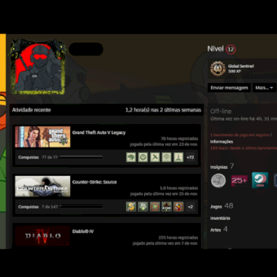 Conta Steam Nivel 12 | Ótima Biblioteca de Jogos