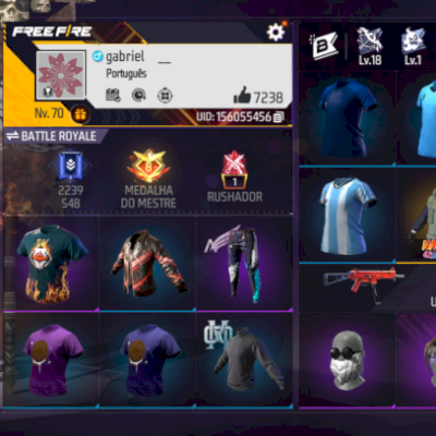 CONTA FREE FIRE, PASSE SAKURA, MESTRE S4, MESTRE S7 ROUPAS MUITO RARA,CONTA RARA