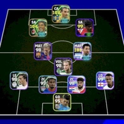 Conta Efootball com Ibrahimovic 108 e Ronaldinho 104