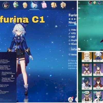 GENSHIN AR 52 - FURINA C1 + CHASCA + TÚMULO DO LOBO + ATLAS CELESTIAL
