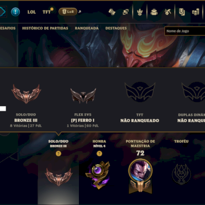 Bronze 3 com 50 Champs e 9 Skins