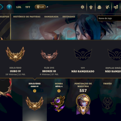 Ouro 4 com TODOS os Champs e 338 Skins +4 Prestigios