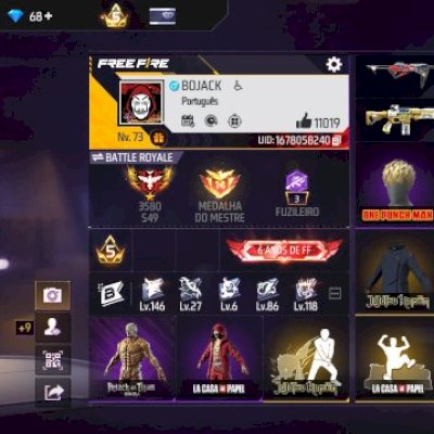 CONTA DE FF GEMADINHA 400 PEITORAIS, LVL 73 várias Incubadoras