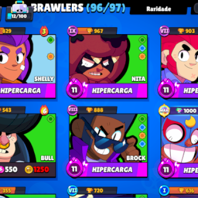 Conta brawl com mais de 40 k 96 personagems e bastante visuais...