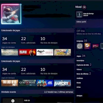 Conta Steam 5 anos de Serviço, Nível 16, 34 Jogos