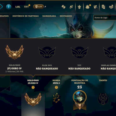 Ouro 4 com 30 Champs e 7 Skins