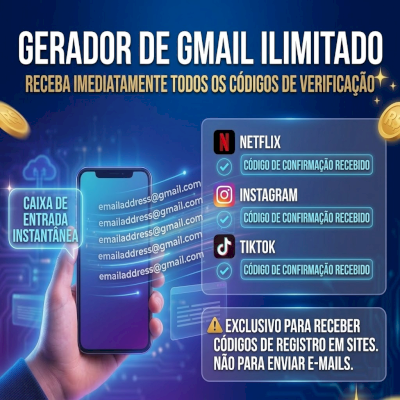 Sistema Gerador de Gmail Ilimitado (Focado em Códigos e Ativações)