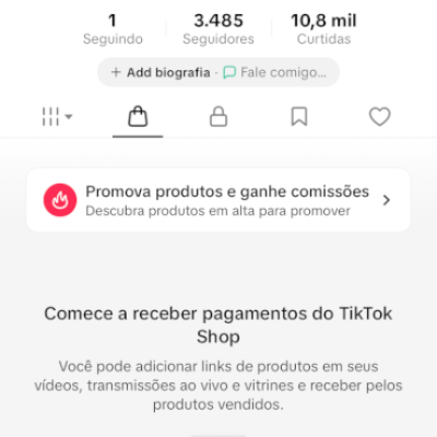 CONTA DO TIKTOK COM SHOP ATIVO +3,4K SEGUIDORES (ENGAJAMENTO REAL)