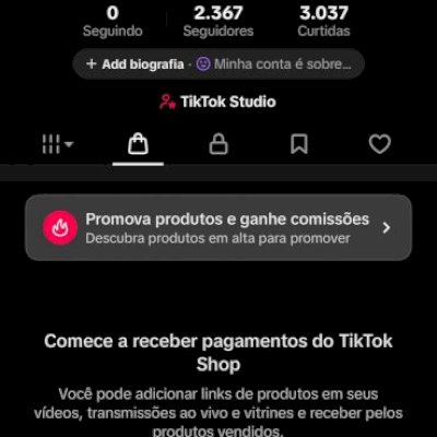 CONTA DO TIKTOK COM SHOP ATIVO +2,3K SEGUIDORES (ENGAJAMENTO REAL)