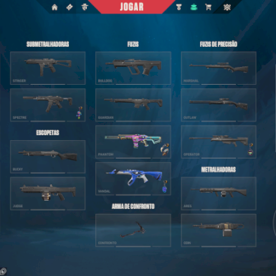 CONTA VALORANT COM SKIN FACA, VANDAL, SHERIFF E PHANTOM