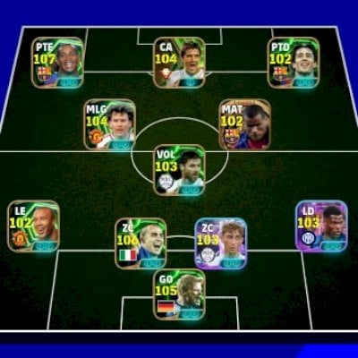 Conta efootball 3195 de força Ronaldinho 107 e técnicos com ligação