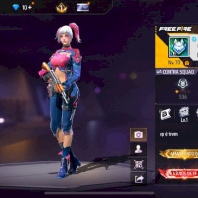 conta nivel 70, 100 mil diamantes recarregados, 17 skins de cubo mág, 2 arma evo