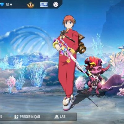 CONTA FF NÍVEL 10 COM 3 SKINS + SKIN DA PARCERIA DO GINTAMA!