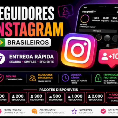 Seguidores Instagram Brasileiros 🇧🇷 | Pacotes e Entrega Rápida