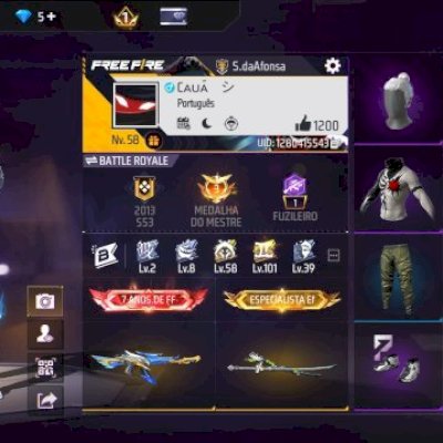 CONTA DE FREE FIRE BOA PARA INICIAR COM MAIS DE 7 ANOS/ 200 PEITAS/+ TROCA NICK