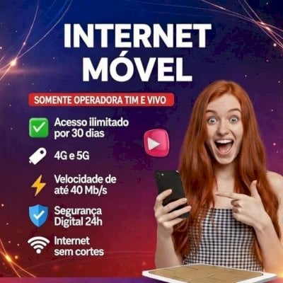 INTERNET ILIMITADA VIA APLICATIVO OPERADORAS TIM E VIVO - 30 DIAS DE ACESSO