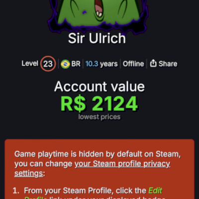 Conta Steam Lv23 - 10 anos, +250 jogos