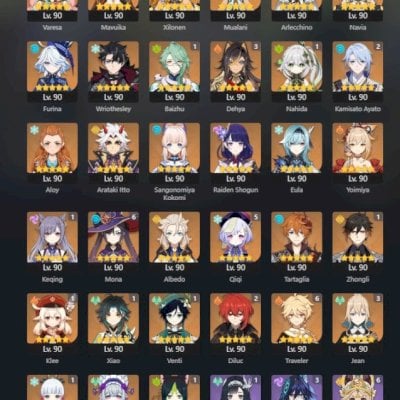 CONTA GENSHIN AR60 84 CHAR, SENDO 32 CHAR 5 ESTRELAS - desapego