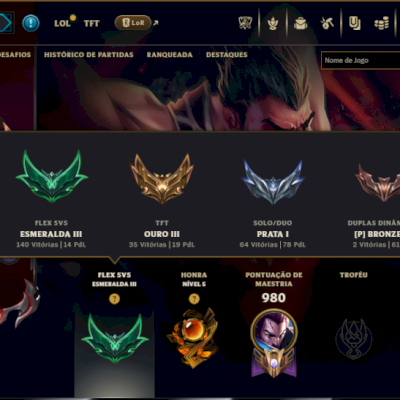 Prata 1 com TODOS os Champs e 561 Skins +4 Prestigios