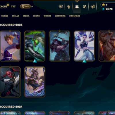 Conta nível 441, todos os personagens, platina 2, 227 skins