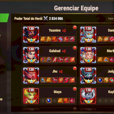 Vendo conta no Hero Wars em um nivel avançado.