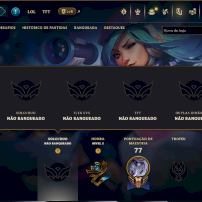 Unranked com 35 Champs e 12 Skins +2 Fragmentos