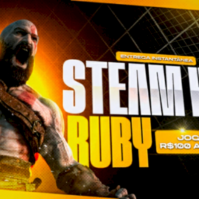 3x STEAM KEY RUBY R$100 ATÈ R$500 + 3 JOGOS BRINDE