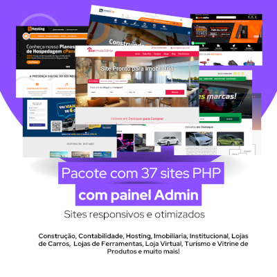 Pacote com 37 Sites PHP com painel administrativo - 2024