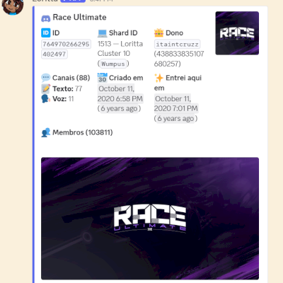 Servidor Discord com mais de 100.000 membros