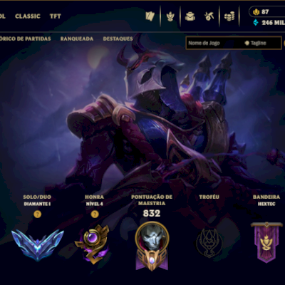 Conta LoL Diamante 1 | 314 Skins | 246k EA | Nível 478 | Desde 2012