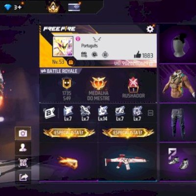 CONTA DE FF BEM LEGAL COM PUNHO/5 SKINS DA PARCERIA NARUTO/PRIME 4/5 PASSES E +