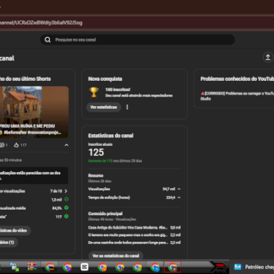 YOUTUBE CANAL DE 125 INSCRITOS