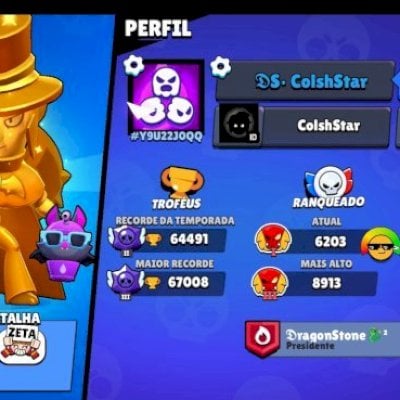 Conta 60k+ L3, todos os brawlers, skins: 364, vários desafios do competitivo
