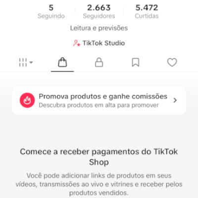CONTA DO TIKTOK COM SHOP ATIVO +2,6K SEGUIDORES +5,4K CURTIDAS (PROMOVER ATIVO)