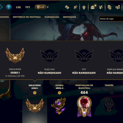 Ouro 1 com TODOS os Champs e 228 Skins ( JG / MID / ADC )