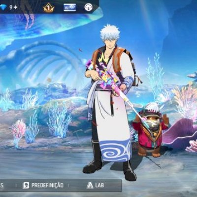 CONTA FF NÍVEL 6 COM 4 SKINS + SKIN DA PARCERIA DO GINTAMA + ITENS