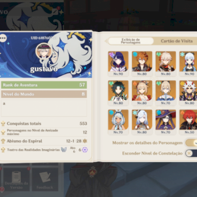 Conta genshin ar57/LATAM SERVER