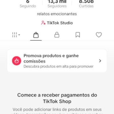 CONTA DO TIKTOK MONETIZADA + SHOP ATIVO +13,3K SEGUIDORES (ENGAJAMENTO REAL)