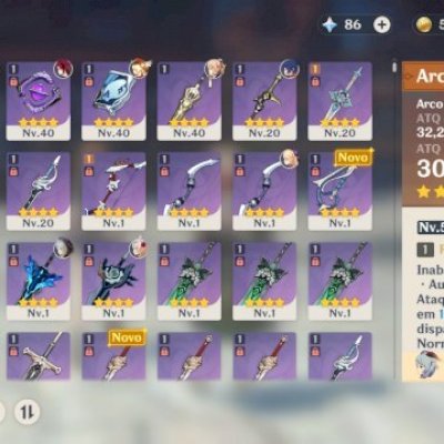 CONTA AR 45 (PRECISA ASCENDER) COM GANYU, KLEE, KAZUHA, VENTI E EMILIE