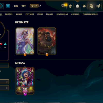 Unranked com 120 Champs e 101 Skins ( JG / ADC / SUP )