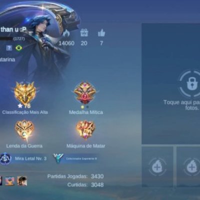 Conta 76 Stars Máx, 64 Heróis, 82 Skins e 8 Skins Cromas. 6/7 Emblemas Full