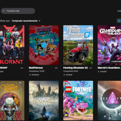 Conta Epic com Hogwards Legacy, Farming Simulator 22, Bloons TD 6, e outros