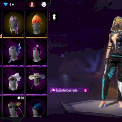 Conta Free Fire Hyper Gemada, Angelical Azul Feminina (Skin Mais rara do jogo).