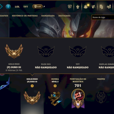 Ouro 3 com TODOS os Champs e 195 Skins ( Nivel 672 )