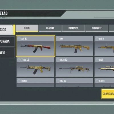 Camuflagens ouro e diamante COD Mobile